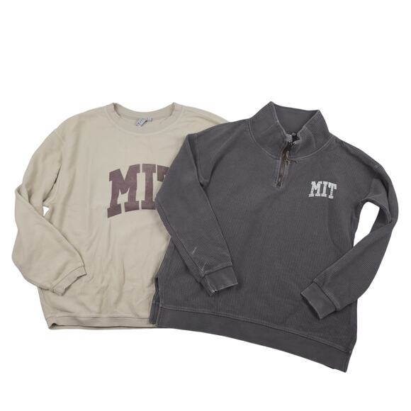 Chicka-d Men's MIT 1/4 Zip & Crewneck Sweatshirt Bundle Sz Small Gray & Cream - Picture 2 of 16